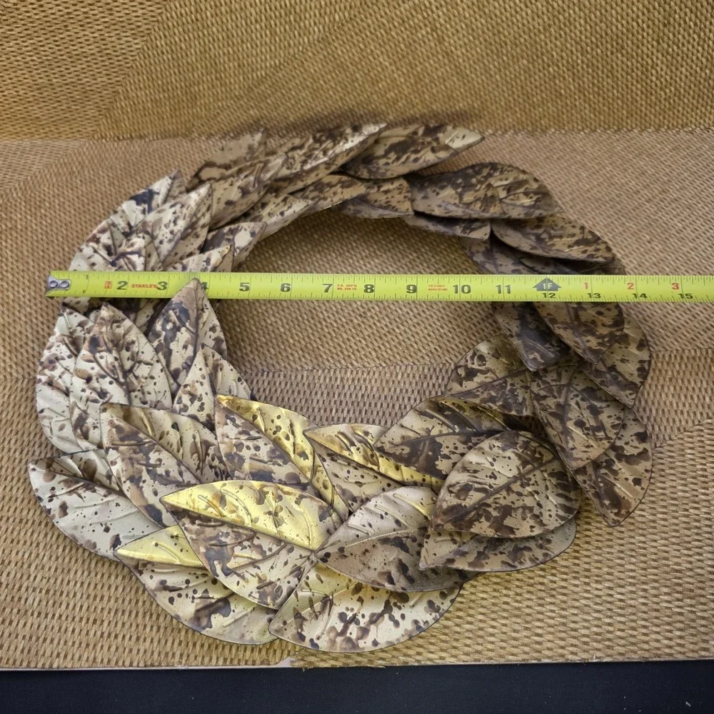 Gold Metal Leaves Wreath Wall Decor Front‎ Door Table 14.5